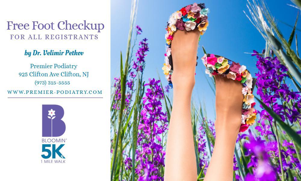 Join us for a 5K run & 1-mile walk in Clifton, NJ. Get a free foot checkup by Dr. Velimir Petkov